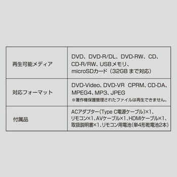 DVDプレーヤー コンパクト CPRM対応 再生専用 YAMAZEN(山善)