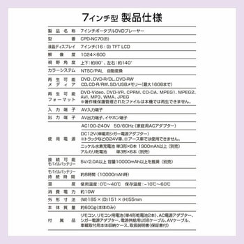 ポータブルDVDプレーヤー 4電源 CDリッピング機能 レジューム機能搭載 車載用ケース付き YAMAZEN(山善)