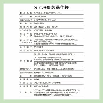 ポータブルDVDプレーヤー 4電源 CDリッピング機能 レジューム機能搭載 車載用ケース付き YAMAZEN(山善)