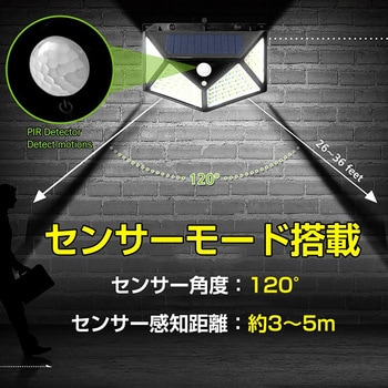ソーラーセンサーライト 防犯対策 4面発光 2個入り 万方商事
