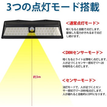 ソーラーセンサーライト 防犯対策 IP65防水 - 万方商事