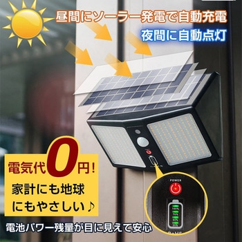 ソーラーセンサーライト 防犯対策 リモコン付き 万方商事