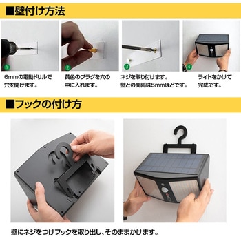ソーラーセンサーライト 防犯対策 リモコン付き 万方商事