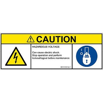 PL警告表示ラベル(ISO/SEMI準拠)│電気的な危険：感電│英語(マルチシンボルマーク) SCREENクリエイティブコミュニケーションズ