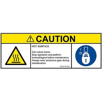 PL警告表示ラベル(ISO/SEMI準拠)│熱的な危険：表面高温│英語(マルチシンボルマーク) SCREENクリエイティブコミュニケーションズ