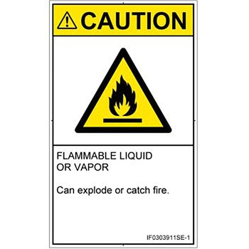 PL警告表示ラベル(ISO/SEMI準拠)│ガス・薬液などの危険：可燃性物質│英語(タテ) SCREENクリエイティブコミュニケーションズ