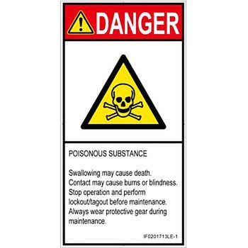 PL警告表示ラベル(ISO/SEMI準拠)│ガス・薬液などの危険：有毒物質│英語(タテ) SCREENクリエイティブコミュニケーションズ
