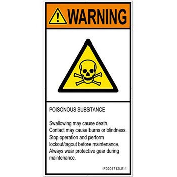 PL警告表示ラベル(ISO/SEMI準拠)│ガス・薬液などの危険：有毒物質│英語(タテ) SCREENクリエイティブコミュニケーションズ