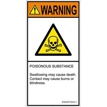 PL警告表示ラベル(ISO/SEMI準拠)│ガス・薬液などの危険：有毒物質│英語(タテ) SCREENクリエイティブコミュニケーションズ