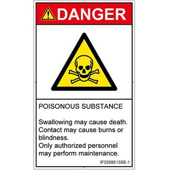 PL警告表示ラベル(ISO/SEMI準拠)│ガス・薬液などの危険：有毒物質│英語(タテ) SCREENクリエイティブコミュニケーションズ