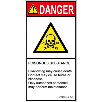 PL警告表示ラベル(ISO/SEMI準拠)│ガス・薬液などの危険：有毒物質│英語(タテ) SCREENクリエイティブコミュニケーションズ