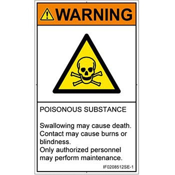PL警告表示ラベル(ISO/SEMI準拠)│ガス・薬液などの危険：有毒物質│英語(タテ) SCREENクリエイティブコミュニケーションズ