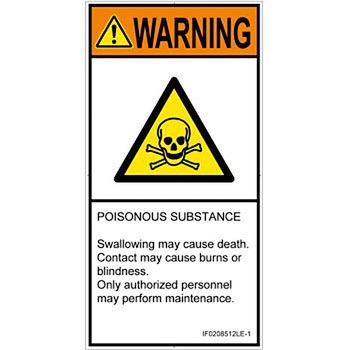PL警告表示ラベル(ISO/SEMI準拠)│ガス・薬液などの危険：有毒物質│英語(タテ) SCREENクリエイティブコミュニケーションズ