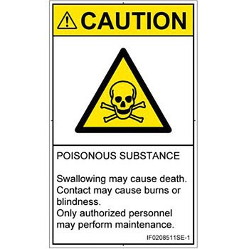 PL警告表示ラベル(ISO/SEMI準拠)│ガス・薬液などの危険：有毒物質│英語(タテ) SCREENクリエイティブコミュニケーションズ