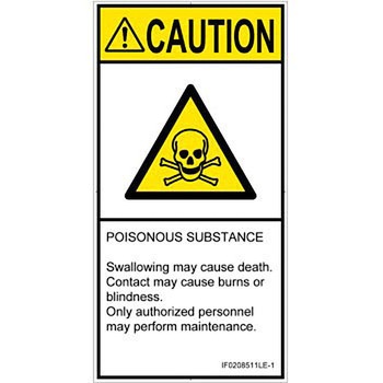 PL警告表示ラベル(ISO/SEMI準拠)│ガス・薬液などの危険：有毒物質│英語(タテ) SCREENクリエイティブコミュニケーションズ