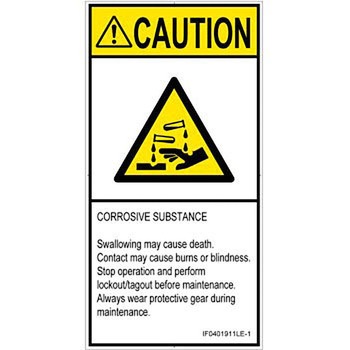 PL警告表示ラベル(ISO/SEMI準拠)│ガス・薬液などの危険：腐食性物質│英語(タテ) SCREENクリエイティブコミュニケーションズ