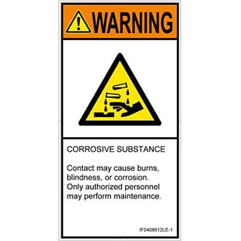 PL警告表示ラベル(ISO/SEMI準拠)│ガス・薬液などの危険：腐食性物質│英語(タテ) SCREENクリエイティブコミュニケーションズ