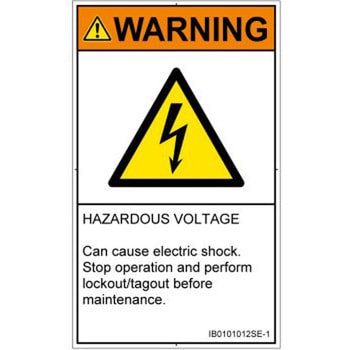 PL警告表示ラベル(ISO/SEMI準拠)│電気的な危険：感電│英語(タテ) SCREENクリエイティブコミュニケーションズ