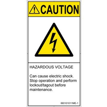 PL警告表示ラベル(ISO/SEMI準拠)│電気的な危険：感電│英語(タテ) SCREENクリエイティブコミュニケーションズ