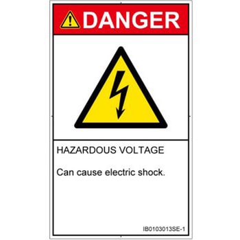 PL警告表示ラベル(ISO/SEMI準拠)│電気的な危険：感電│英語(タテ) SCREENクリエイティブコミュニケーションズ