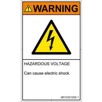 PL警告表示ラベル(ISO/SEMI準拠)│電気的な危険：感電│英語(タテ) SCREENクリエイティブコミュニケーションズ