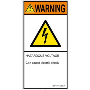PL警告表示ラベル(ISO/SEMI準拠)│電気的な危険：感電│英語(タテ) SCREENクリエイティブコミュニケーションズ