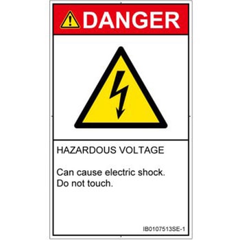 PL警告表示ラベル(ISO/SEMI準拠)│電気的な危険：感電│英語(タテ) SCREENクリエイティブコミュニケーションズ