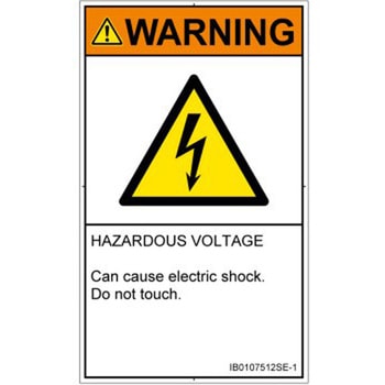 PL警告表示ラベル(ISO/SEMI準拠)│電気的な危険：感電│英語(タテ) SCREENクリエイティブコミュニケーションズ