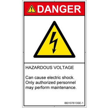 PL警告表示ラベル(ISO/SEMI準拠)│電気的な危険：感電│英語(タテ) SCREENクリエイティブコミュニケーションズ