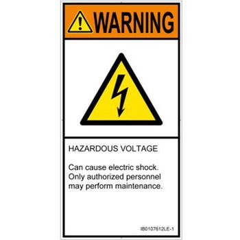 PL警告表示ラベル(ISO/SEMI準拠)│電気的な危険：感電│英語(タテ) SCREENクリエイティブコミュニケーションズ