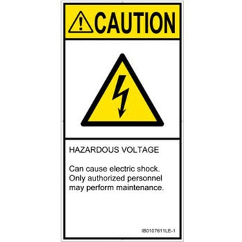 PL警告表示ラベル(ISO/SEMI準拠)│電気的な危険：感電│英語(タテ) SCREENクリエイティブコミュニケーションズ