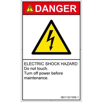 PL警告表示ラベル(ISO/SEMI準拠)│電気的な危険：感電│英語(タテ) SCREENクリエイティブコミュニケーションズ