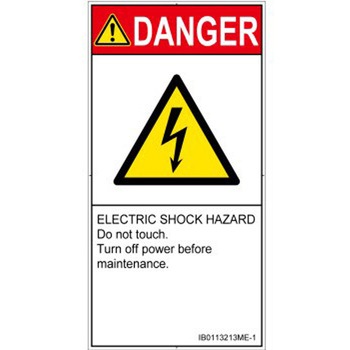 PL警告表示ラベル(ISO/SEMI準拠)│電気的な危険：感電│英語(タテ) SCREENクリエイティブコミュニケーションズ