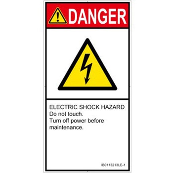 PL警告表示ラベル(ISO/SEMI準拠)│電気的な危険：感電│英語(タテ) SCREENクリエイティブコミュニケーションズ