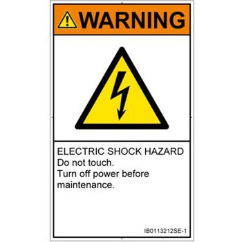 PL警告表示ラベル(ISO/SEMI準拠)│電気的な危険：感電│英語(タテ) SCREENクリエイティブコミュニケーションズ