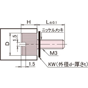 黄銅 ローレットツマミ(スリ割付・ワッシャー組込) / NB-AB-NBRoHS2対応品 廣杉計器