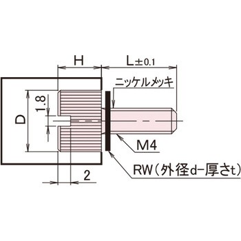 黄銅 ローレットツマミ(スリ割付・ワッシャー組込) / NB-AB-RRoHS2対応品 廣杉計器