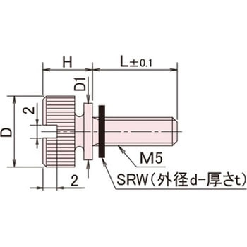 黄銅 ローレットツマミ(スリ割ツバ付・ワッシャー組込) / NB-B-SRRoHS2対応品 廣杉計器