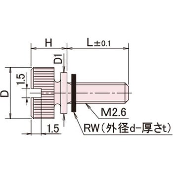 黄銅 ローレットツマミ(スリ割ツバ付・ワッシャー組込) / NB-B-RRoHS2対応品 廣杉計器