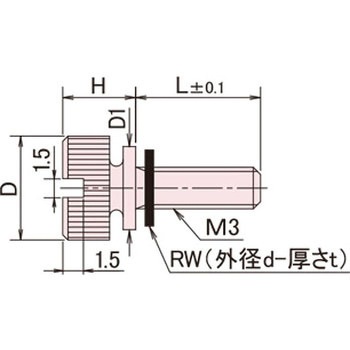 黄銅 ローレットツマミ(スリ割ツバ付・ワッシャー組込) / NB-B-RRoHS2対応品 廣杉計器