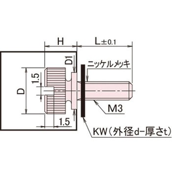 黄銅 ローレットツマミ(スリ割ツバ付・ワッシャー組込) / NB-BB-NBRoHS2対応品 廣杉計器