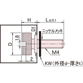 黄銅 ローレットツマミ(スリ割ツバ付・ワッシャー組込) / NB-BB-NBRoHS2対応品 廣杉計器