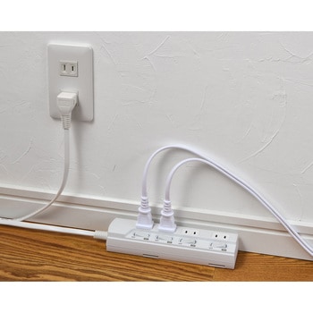 ランプレススイッチ付タップ 省エネ仕様の光らない個別スイッチ トラッキング火災に強い ユリア樹脂 スッキリ配線L型プラグ 断線に強い保護被ふく ELPA