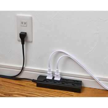 ランプレススイッチ付タップ 省エネ仕様の光らない個別スイッチ トラッキング火災に強い ユリア樹脂 スッキリ配線L型プラグ 断線に強い保護被ふく - ELPA