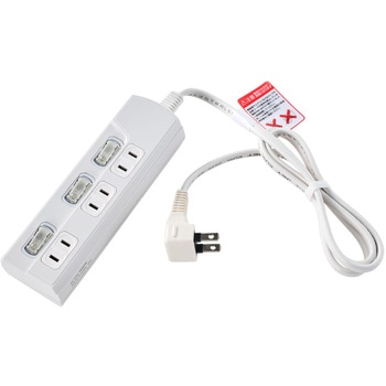 LEDスイッチ付タップ LEDランプ仕様 個別スイッチ トラッキング火災 ユリア樹脂採用 スッキリ配線L型プラグ 断線に強い保護被ふく ELPA
