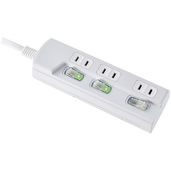 LEDスイッチ付タップ LEDランプ仕様 個別スイッチ トラッキング火災 ユリア樹脂採用 スッキリ配線L型プラグ 断線に強い保護被ふく ELPA