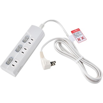 LEDスイッチ付タップ LEDランプ仕様 個別スイッチ トラッキング火災 ユリア樹脂採用 スッキリ配線L型プラグ 断線に強い保護被ふく ELPA