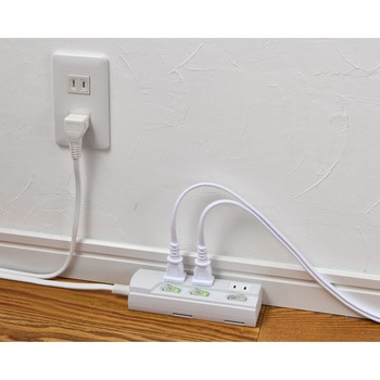 LEDスイッチ付タップ LEDランプ仕様 個別スイッチ トラッキング火災 ユリア樹脂採用 スッキリ配線L型プラグ 断線に強い保護被ふく ELPA