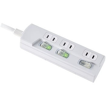 LEDスイッチ付タップ LEDランプ仕様 個別スイッチ トラッキング火災 ユリア樹脂採用 スッキリ配線L型プラグ 断線に強い保護被ふく ELPA