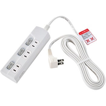 LEDスイッチ付タップ LEDランプ仕様 個別スイッチ トラッキング火災 ユリア樹脂採用 スッキリ配線L型プラグ 断線に強い保護被ふく ELPA